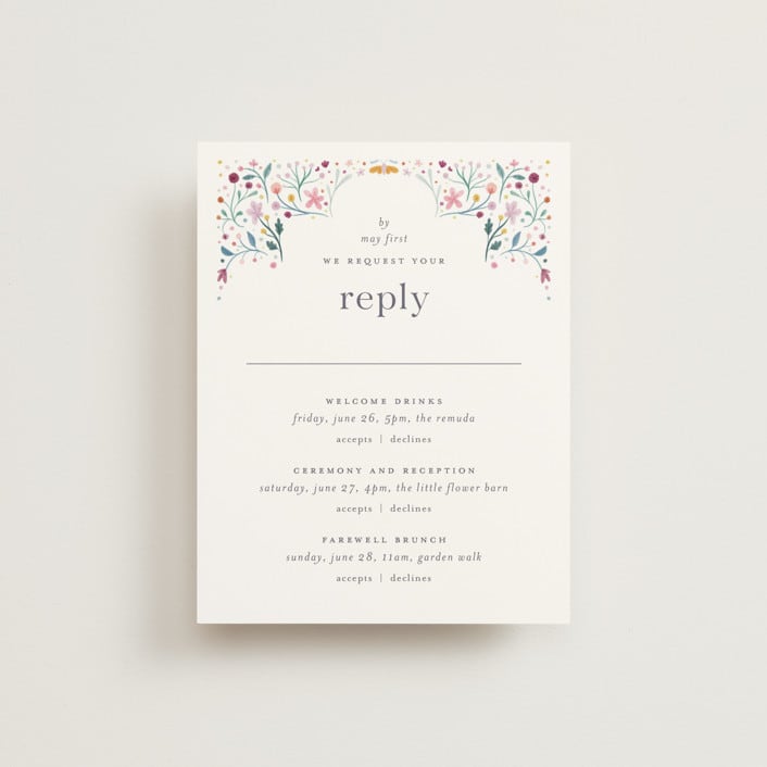 "Delicate Garden" - Multi-Event RSVP Cards in Wildflower by Ashley DeMeyere - Front