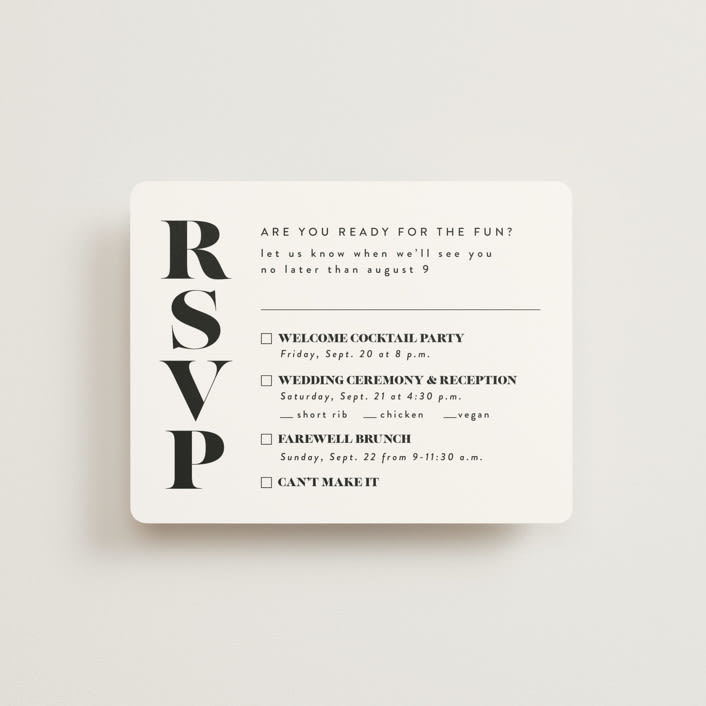 "Make it official" - Multi-Event RSVP Cards in Panda by Lea Delaveris - Front