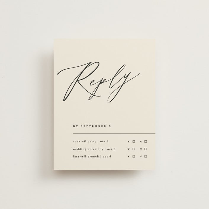 "Violet " - Multi-Event RSVP Cards in Linen by Kelly Schmidt - Front