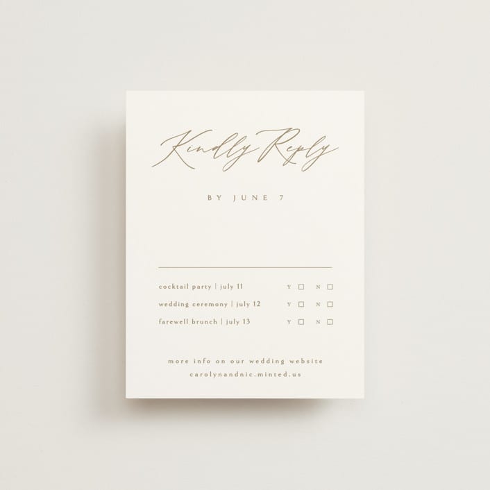 "Napa" - Multi-Event RSVP Cards in Golden by Kelly Schmidt - Front