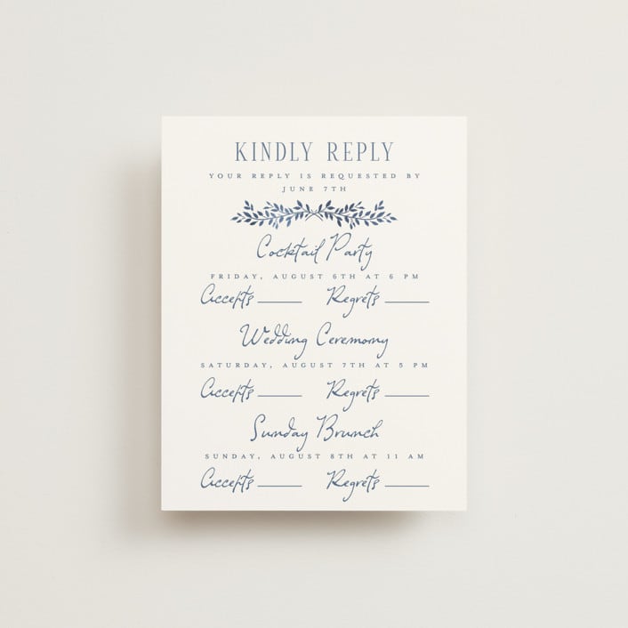 "Pavilion" - Multi-Event RSVP Cards in Navy by Petra Kern - Front