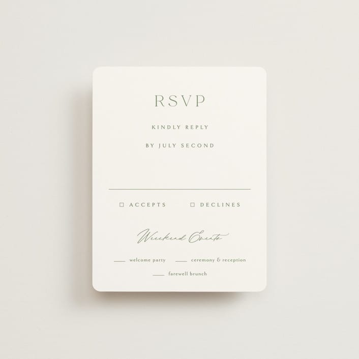 "Victoria" - Multi-Event RSVP Cards in Clover by Kelly Schmidt - Front