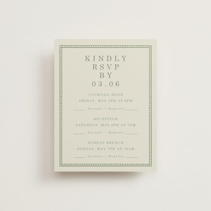 "Framed Floral" - Multi-Event RSVP Cards in Mustard by Baumbirdy - Front