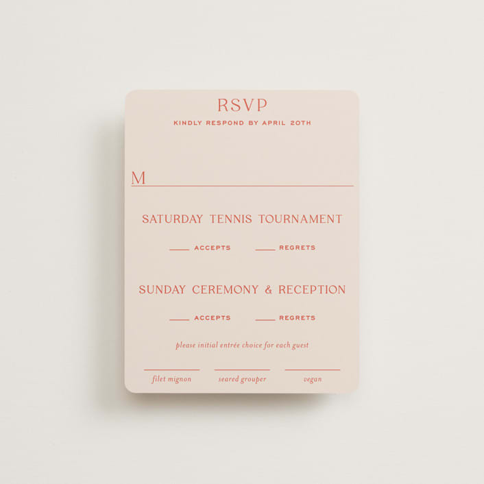 "Racquet" - Multi-Event RSVP Cards in Verona Sunset by Megan Davis - Front