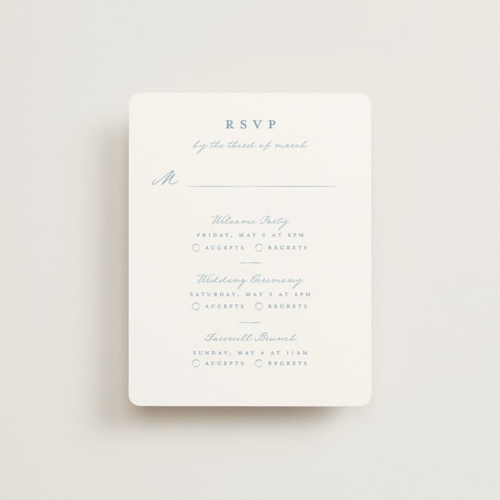 "Bow Frame" - Multi-Event RSVP Cards in Lagoon by Leah Bisch - Front