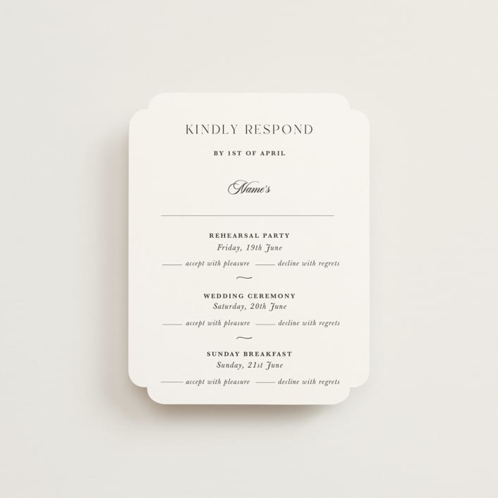 "Classic & Timeless" - Multi-Event RSVP Cards in Obsidian by Lucrecia Caporale - Front