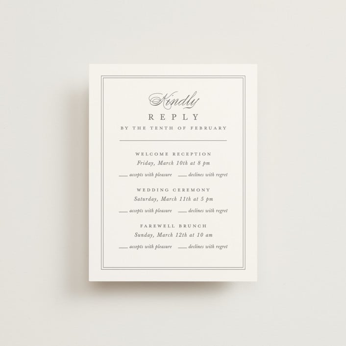 "Crawford" - Multi-Event RSVP Cards in Ivory by Amy Kross - Front