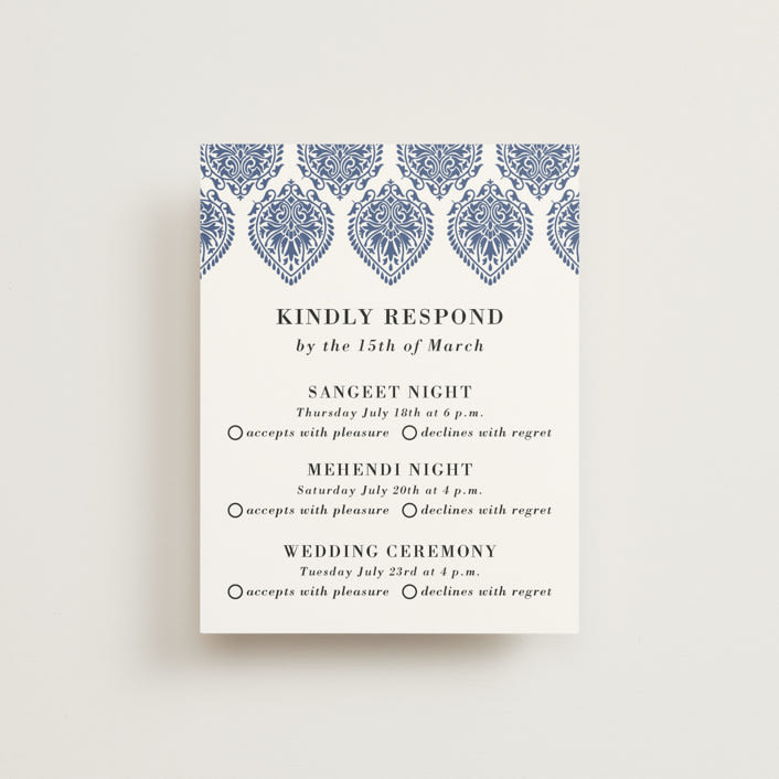 "Calcutta Stamp" - Multi-Event RSVP Cards in Azure by Oma N. Ramkhelawan - Front