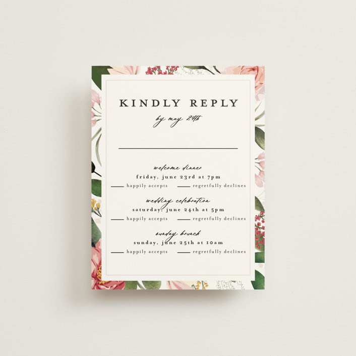 "Blossom" - Multi-Event RSVP Cards in Blush by Susan Moyal - Front