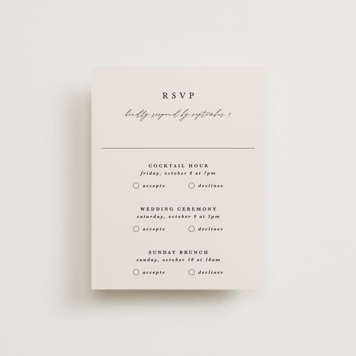 "Tuscan Hill" - Multi-Event RSVP Cards in Creme by Kate Ahn - Front