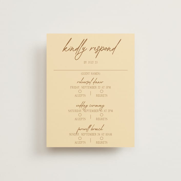 "Classic and Floral" - Multi-Event RSVP Cards in Bark by Jen Ramsey - Front
