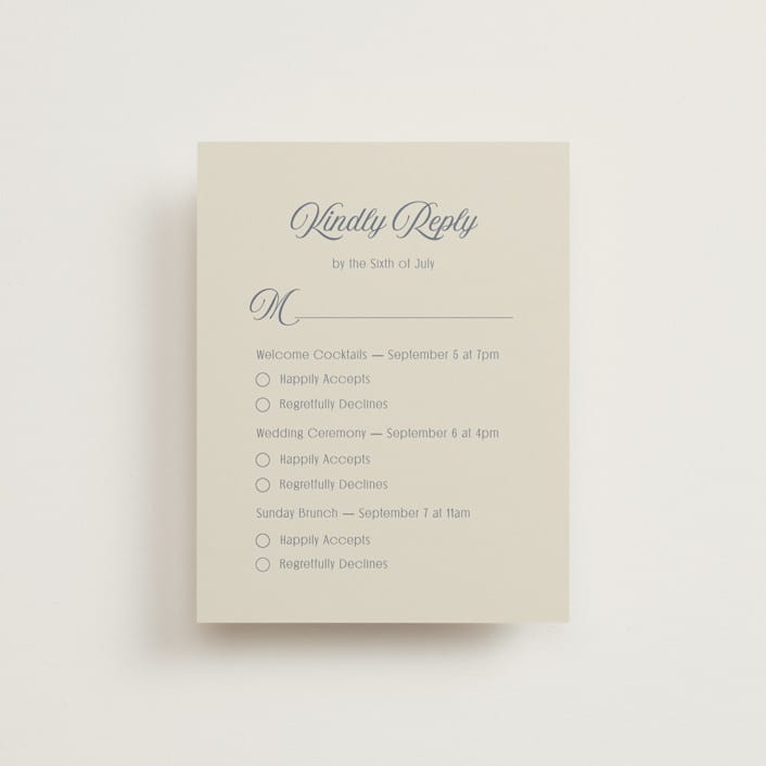 "Ritzy" - Multi-Event RSVP Cards in French Blue by Nicoletta Savod - Front