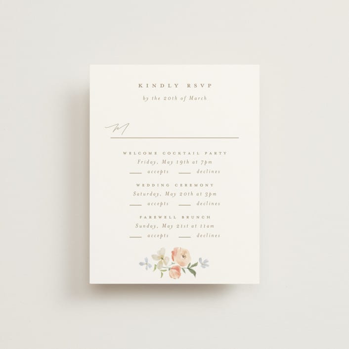 "Garden View" - Multi-Event RSVP Cards in Peach by Everett Paper Goods - Front