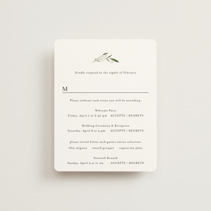 "Gentle Whisper" - Multi-Event RSVP Cards in Cotton by Jennifer Postorino - Front