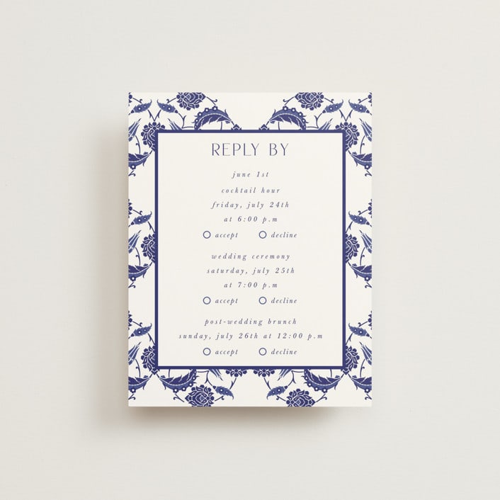 "Topkapi" - Multi-Event RSVP Cards in Cobalt by Nazia Hyder - Front