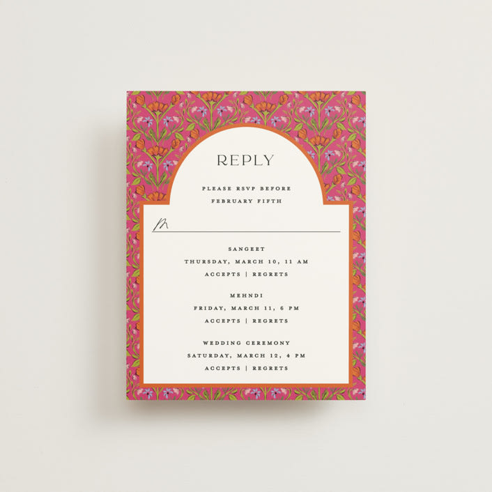 "Varna" - Multi-Event RSVP Cards in Fuchsia by Pati Cascino - Front