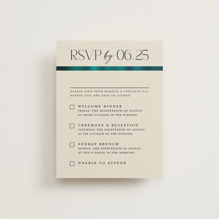 "Spectrum" - Multi-Event RSVP Cards in Teal by Heather Schertzer - Front