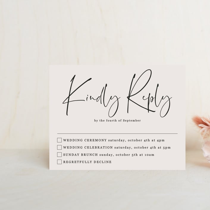 "stylist script" - Multi-Event RSVP Cards in Ivory by Cass Loh - Front