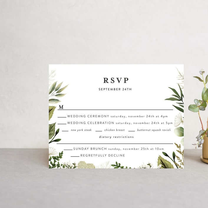 "Enchanted Greenery" - Multi-Event RSVP Cards in Frost by Susan Moyal - Front