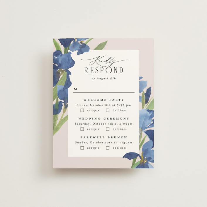 "Irises" - Multi-Event RSVP Cards in Natural by Everett Paper Goods - Front