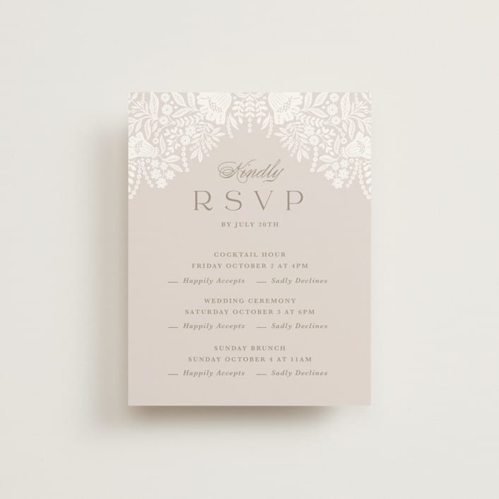 "Lace Trim" - Multi-Event RSVP Cards in Cream by Kristen Smith - Front