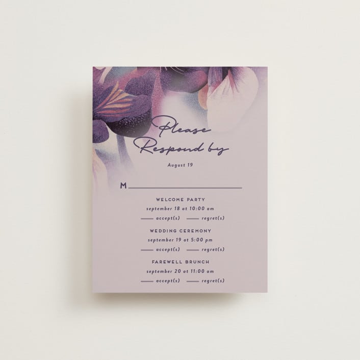 "Elisa" - Multi-Event RSVP Cards in Orchid by Simona Camp - Front