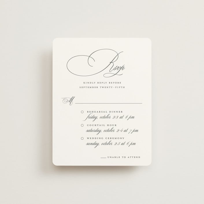"scamorza" - Multi-Event RSVP Cards in Pearl by chocomocacino - Front