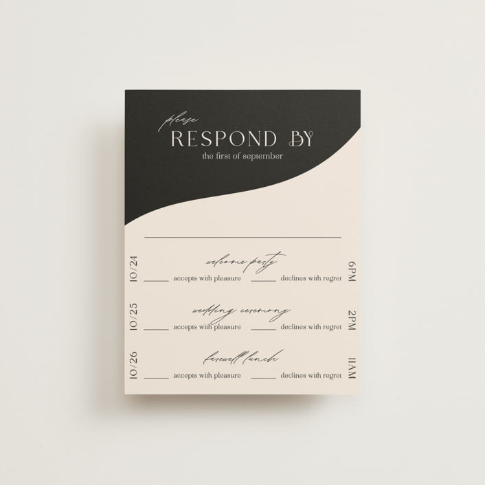 "Engraved" - Multi-Event RSVP Cards in Charcoal by Claudia Orengo - Front