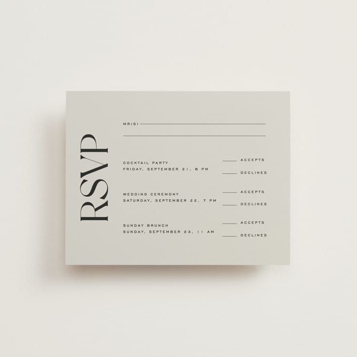 "Carino" - Multi-Event RSVP Cards in Brise by Pati Cascino - Front