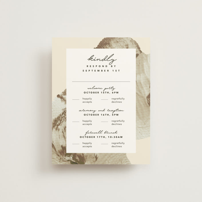 "Organic Elegance" - Multi-Event RSVP Cards in Sand by Carrie Moradi - Front