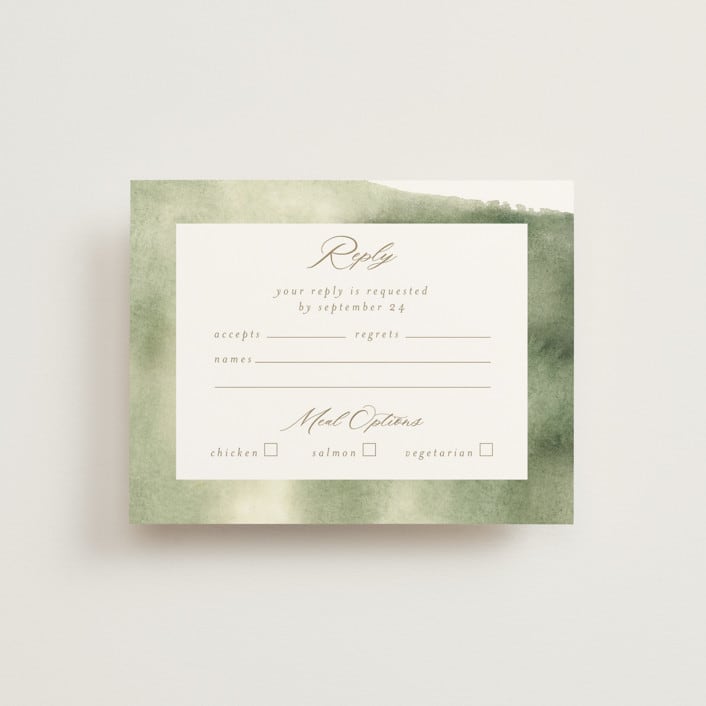 "Lovely" - RSVP Cards in Moss by Petra Kern - Front