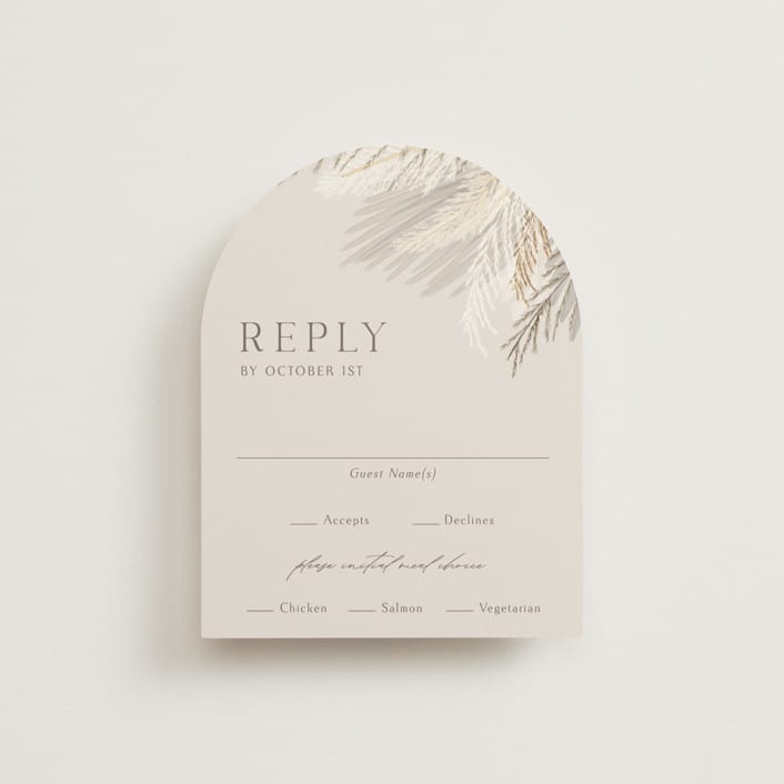 "Pampas & Palms" - RSVP Cards in Ash by Kaydi Bishop - Front