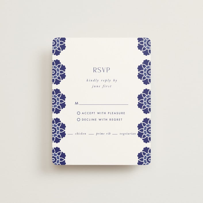 "Topkapi" - RSVP Cards in Cobalt by Nazia Hyder - Front