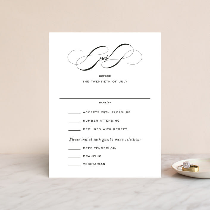 "Enamored" - RSVP Cards in Obsidian by Kimberly FitzSimons - Front
