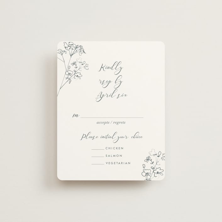"Sketched Florals" - RSVP Cards in Storm by Baumbirdy - Front