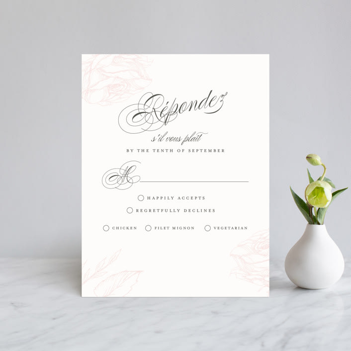 "Flora" - RSVP Cards in Blush by Nicoletta Savod - Front