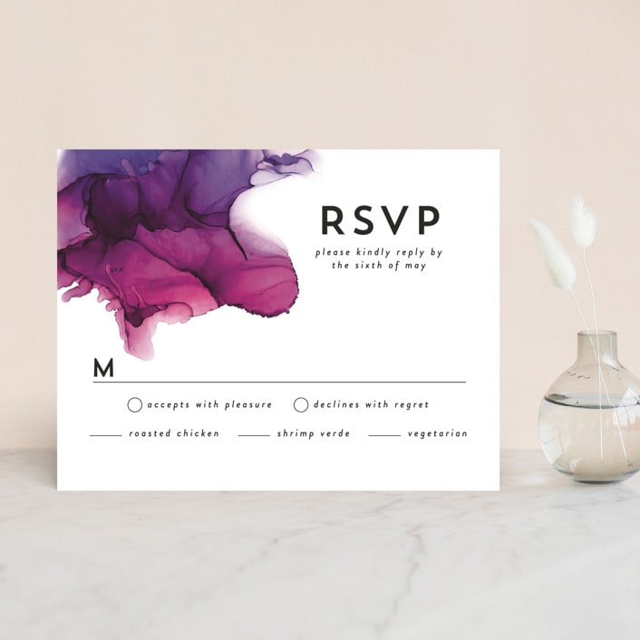 "saturated" - RSVP Cards in Plum by Erin Deegan - Front