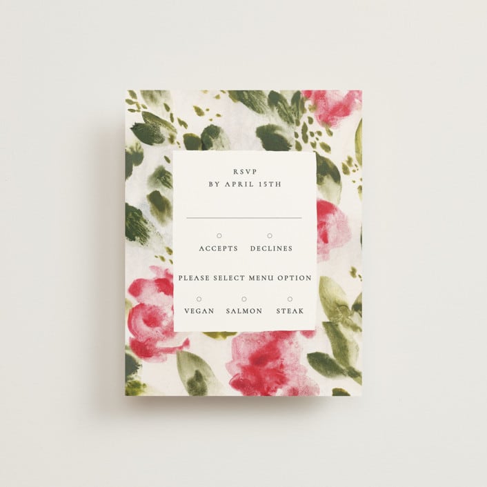 "Wild Roses" - RSVP Cards in Bush by Sumak Studio - Front