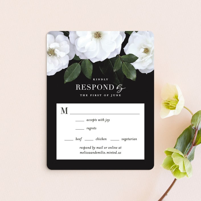 "Heirloom Roses" - RSVP Cards in Ebony by Jill Means - Front
