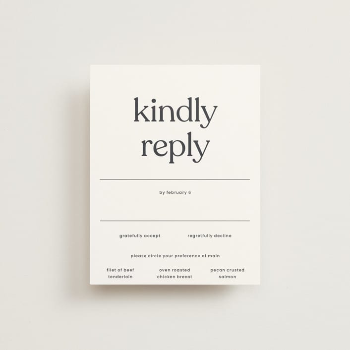 "Memo" - RSVP Cards in Charcoal by Blustery August - Front