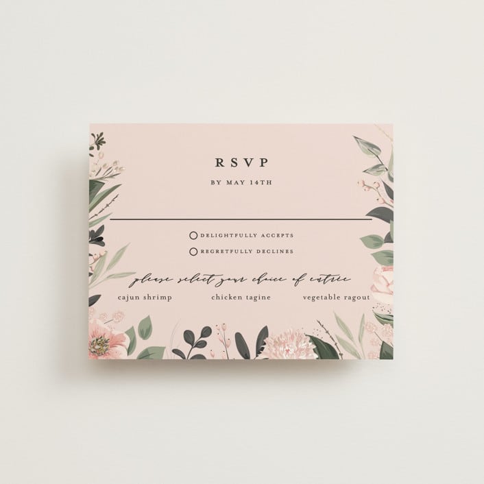 "Ivory Ring" - RSVP Cards in Blush by Susan Moyal - Front