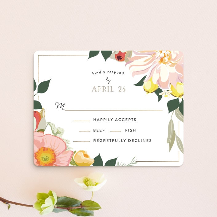 "Spring Blooms" - RSVP Cards in Blush by Susan Moyal - Front
