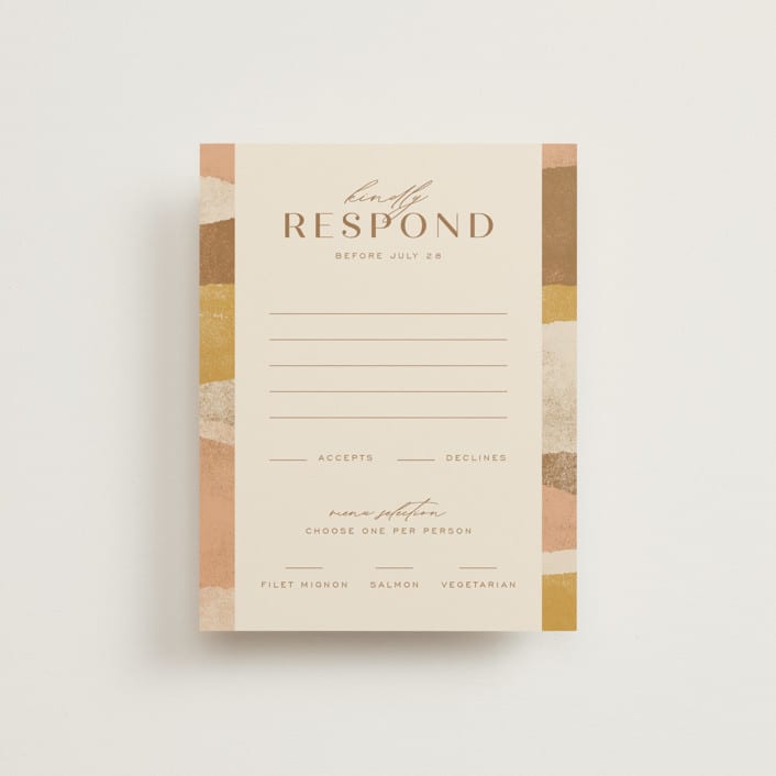 "Rustic Union" - RSVP Cards in Sunset by Michelle Taylor - Front