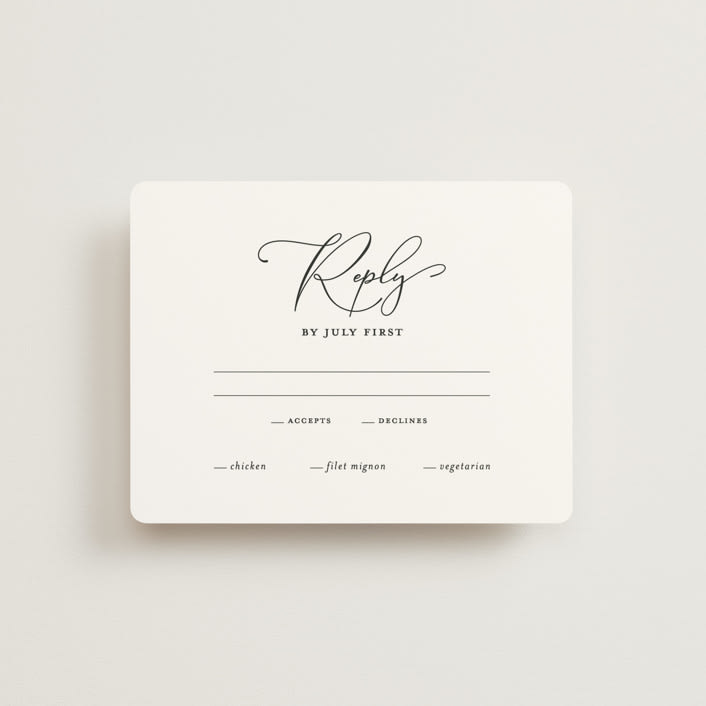 "Kindly Join Us" - RSVP Cards in Pearl by Laura Hamm - Front
