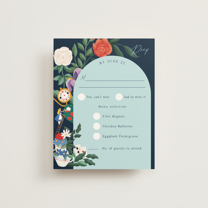 "Disney's Alice In Wonderland Garden Tea Party" - RSVP Cards in Evening by Elly - Front