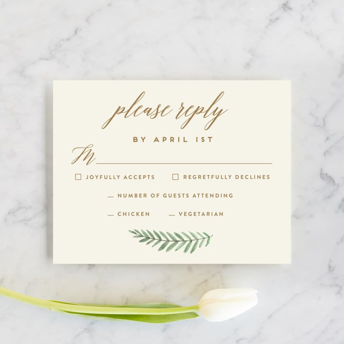 "Painted Ferns" - RSVP Cards in Cream by Amy Kross - Front