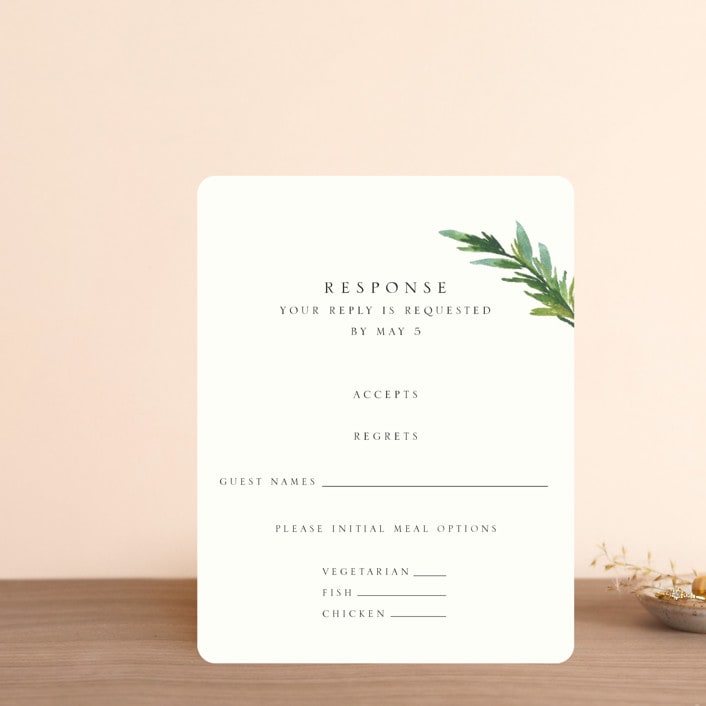 "Simple Pine Branches" - RSVP Cards in Vanilla by Mere Paper - Front