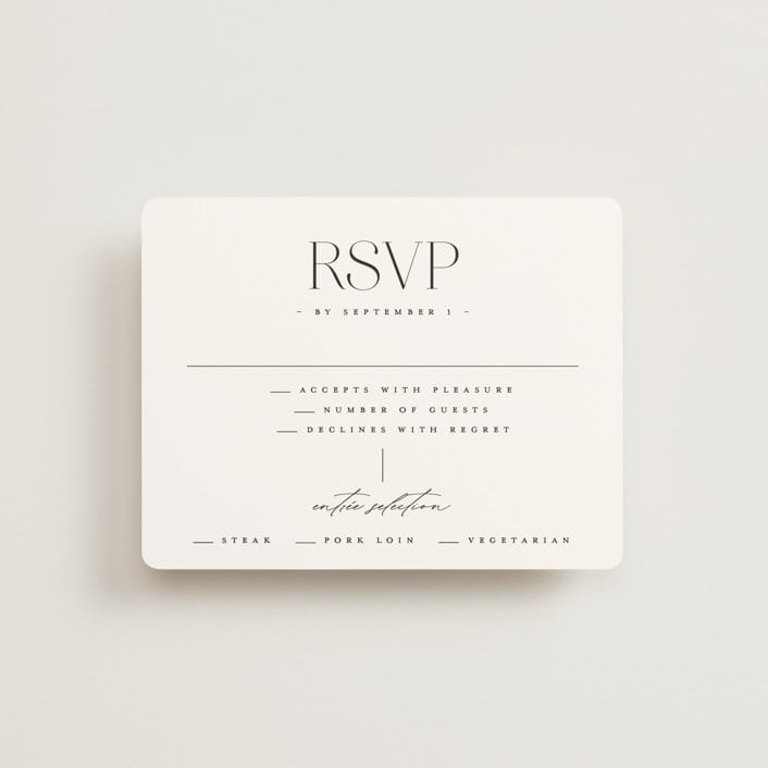 "Modern Type" - RSVP Cards in Moon by Heather Cairl - Front