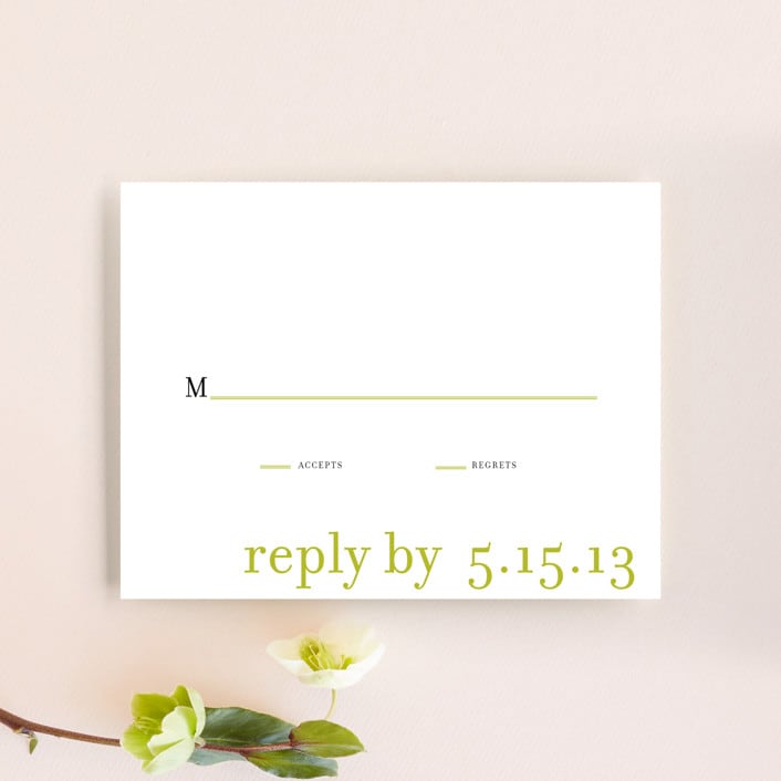 "float + celebrate" - RSVP Cards in Celery by Float Paperie - Front