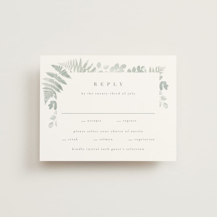 "Gilded Woodland" - RSVP Cards in Fern by Kristie Kern - Front